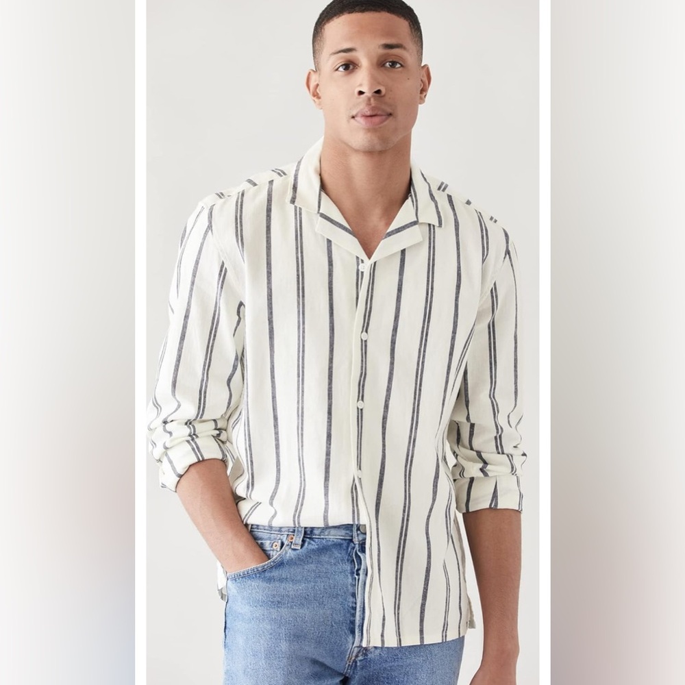 Club Monaco linen-blend camp collar shirt